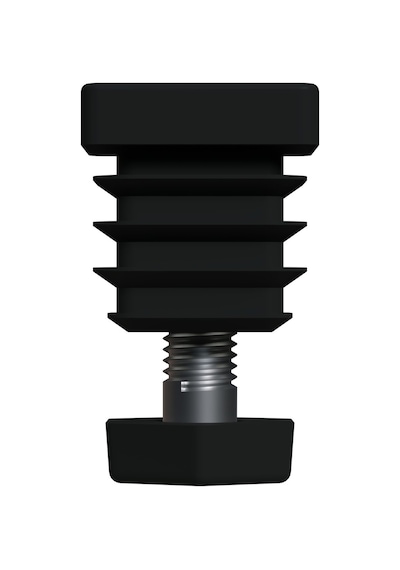 Cateksss 30x30 Mm Kademeli Plastik 6 Köşe Rotil Ayak M10 - Profil Ayağı Tezgah Ayarlı Ayak Siyah - 50 Li Paket