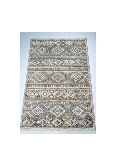 Merinos Valeria Serisi Etnik Desenli Salon Oturma Odası Halısı Hav Toz Vermez Dokuma Taban 91008-060 Krem