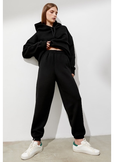 Kadın Siyah Comfort Fit Eşofman Altı Mg1353 SiYAH