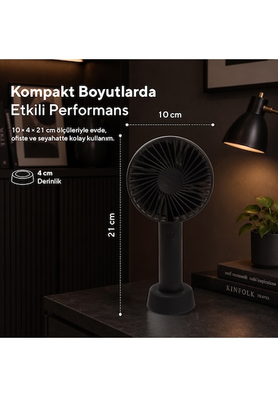Kumtel Şarj Edilebilir Mini El Vantilatörü Type-c Şarjlı 3 Kademeli 400 Mah Hff-02c