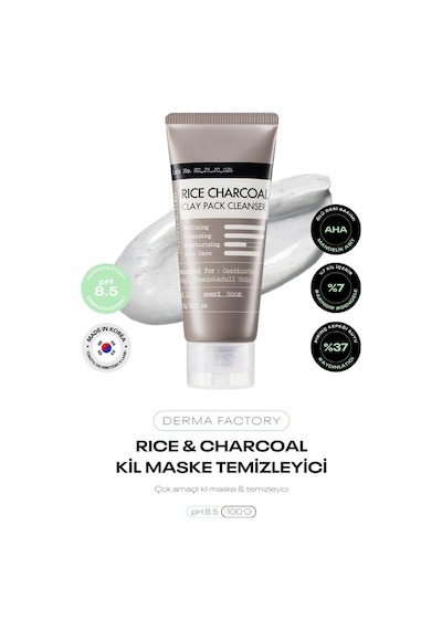 %37 Pirinç Suyu %1 Mandelik Asit Çok Amaçlı Kil Maske Temizleyici Rice Charcoal Clay