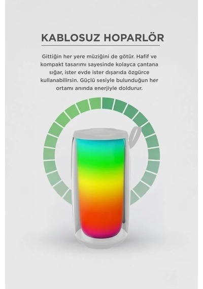 Özel Üretim Cep Boy Dinleti Bahçe Bluetooth Hoparlör Rgb Işıklı Bts-1953 Beyaz