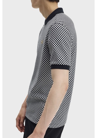 Fred Perry M2399 Chequerboard Erkek Polo Tişört Siyah