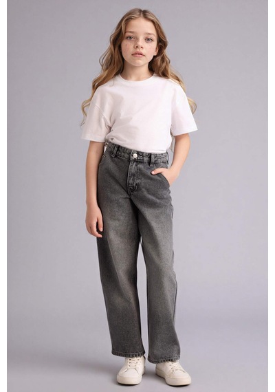 Defacto Baggy Fıt Gri Kız Çocuk Jean Pantolon G4653a8/nm55 Gri
