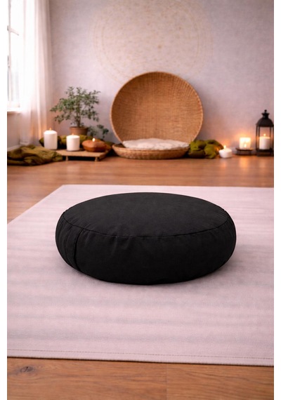 Yuvarlak Zafu Meditasyon Minderi & Bolster Minderi İkili Yoga Meditasyon Minder Seti Siyah