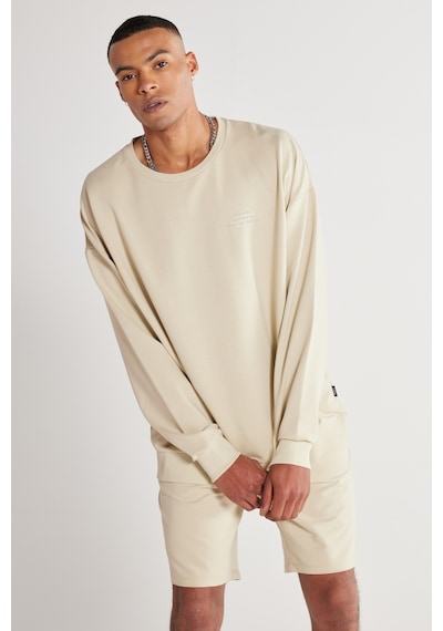 AC&Co / Altınyıldız Classics Erkek Bej Oversize Fit Geniş Kesim Bisiklet Yaka Pamuklu Sweatshirt Krem AC&Co / Altınyıldız Classics Erkek Bej Oversize Fit Geniş Kesim Bisiklet Yaka Pamuklu Sweatshirt Krem