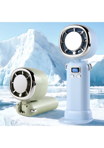 Maks Technology Mkst Ay11 Dijital Led Göstergeli Katlanabilir Portatif Mini Soğutucu El Fanı - Beyaz