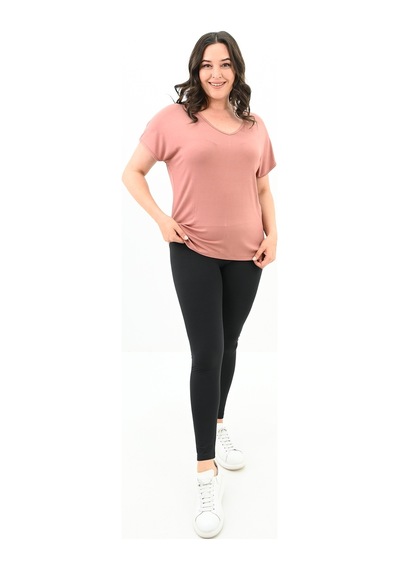 Kadın V Yaka Büyük Beden T-shirt 1486-23 001