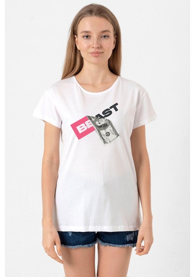Mr Beast Dollar Bill Beyaz Kadın Bisikletyaka Tshirt Beyaz