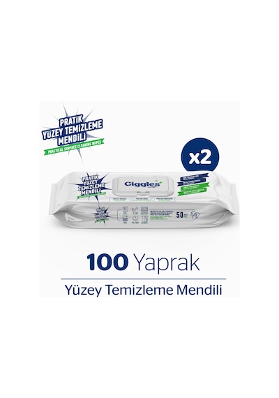 Giggles Pratik Yüzey Temizleme Mendili 2 x 50'li