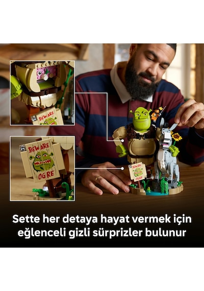 LEGO® Shrek: Şrek, Eşek ve Çizmeli Kedi 72423 - Yetişkinler için Minifigür İçeren Dekoratif Model Yapım Seti (1403 Parça)