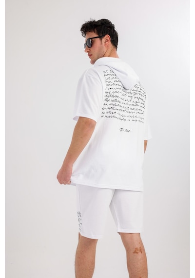 Oceano Kapüşonlu Sweatshirt & Şort Takım - Krem Krem Oceano Kapüşonlu Sweatshirt & Şort Takım - Krem Krem