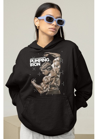 Sevbano Arnold Pumping Iron Bodybuilding Fitness Unisex Oversize Sporcu H Siyah