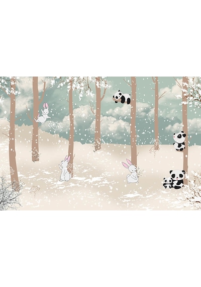 Sevimli Pandalar Ve Tavşanlar Duvar Kağıdı