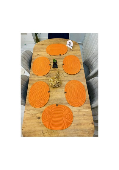 Jüt Hasır Amerikan Servis Oval Supla 6 Lı Turuncu Turuncu