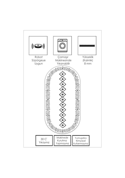 West Home Makinede Yıkanabilir Kaymaz Taban Leke Tutmaz Oval Yolluk Ev Dekorasyonu İçin Beyaz Kesme Yolluk 375 White Oval Yolluk