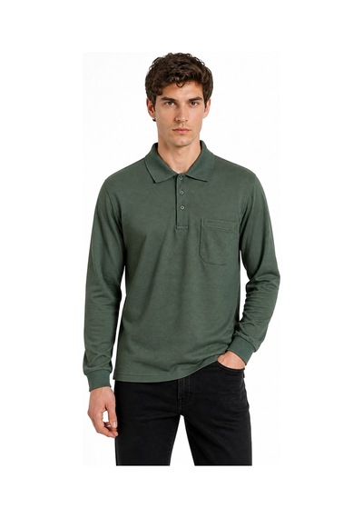Dynamo Erkek Mevsimlik Polo Yaka Cepli Sweatshirt Bgl-st05366 Haki