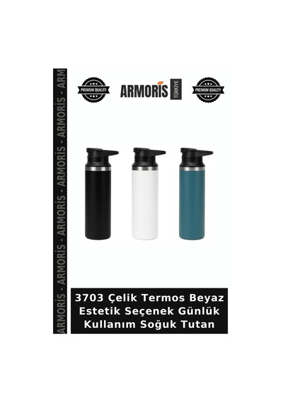 3703 Çelik Termos Beyaz Estetik Seçenek Günlük Kullanım Soğuk Tutan Çok Renkli