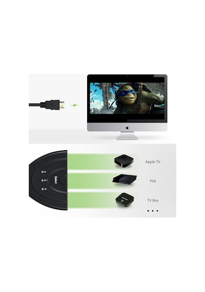 3 Port Kablolu Hdmi Switch Çoklayıcı Çoğaltıcı Splitter