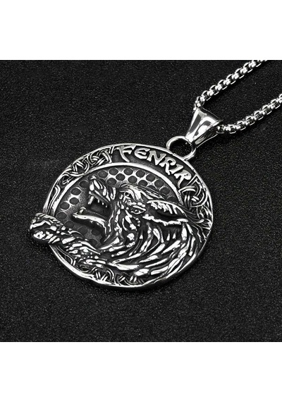Çift Taraflı Kullanım Iskandinav Mitolojik Fenrir Kurt Kolye / Vi Çok Renkli