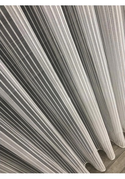 Evdepo Home Kullanıma Hazır Kalın Çizgili Tül Perde
