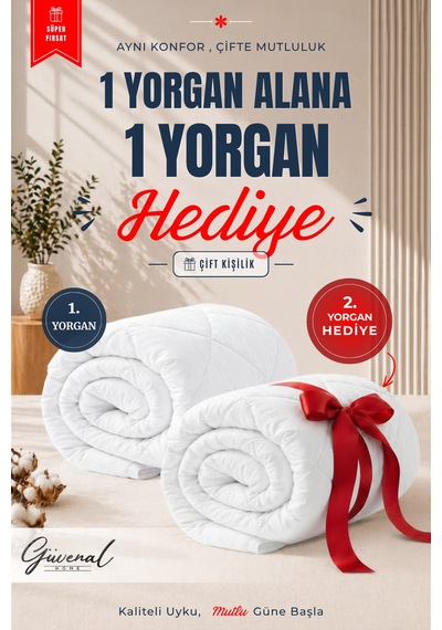 Moon Çift Kişilik Yorgan 1 Yorgan + 1 Yorgan Hediyeli Ultra Yumuşak 4 Mevsim Konforlu Uyku Seti Beyaz