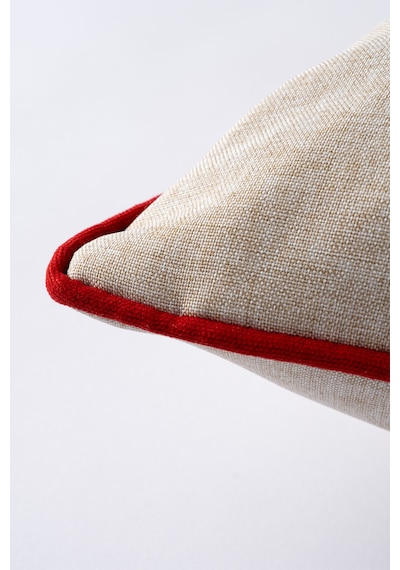 Xmas Bej Nakşlı Biyeli Kırlent Kılıfı 45x45 2550 Bej