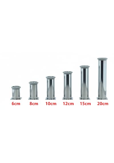 Ludıa 6 Farklı Ölçüde Metal Ayarlanabilir Tablalı Mobilya Ayağı 6cm,8cm,10cm,12cm,15cm,20cm Gri