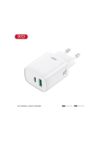 Xo Ce29 20w Pd & Qc 4.0 Hızlı Şarj Cihazı - Çift Çıkışlı Usb-c Ve Usb-a Duvar Şarj Adaptörü