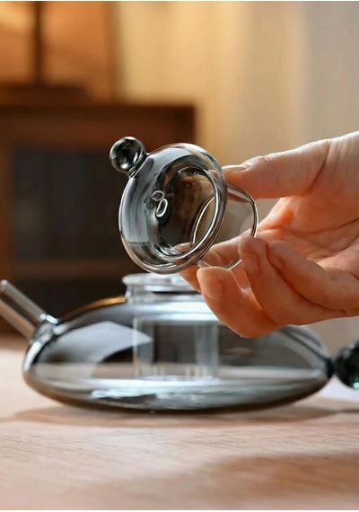 Kinu Füme Borosilikat Cam Demlik - 650 Ml, Oval Füme