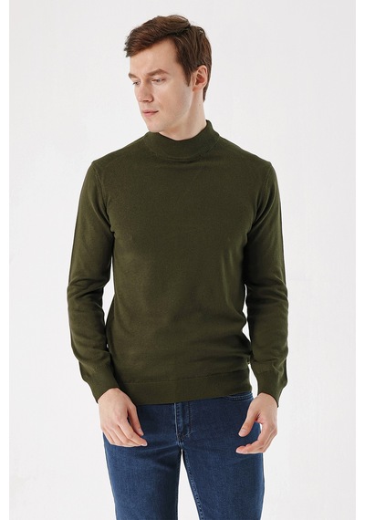 Morven Basic Dinamik Fit Rahat Kesim Yarım Balıkçı Yaka Triko Kazak 99kc017002710 Haki