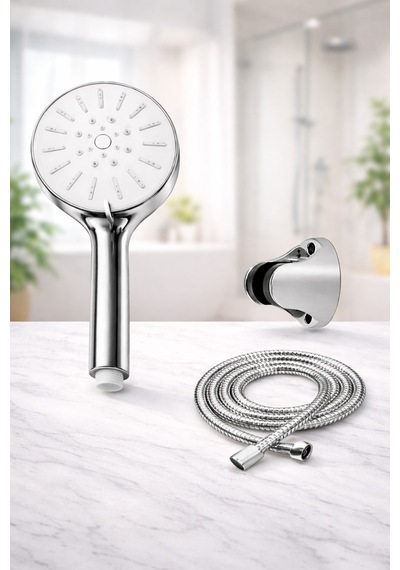 Krom Beyaz Duş Başlığı Seti Banyo Duş Başlığı Gri Eva Diğer