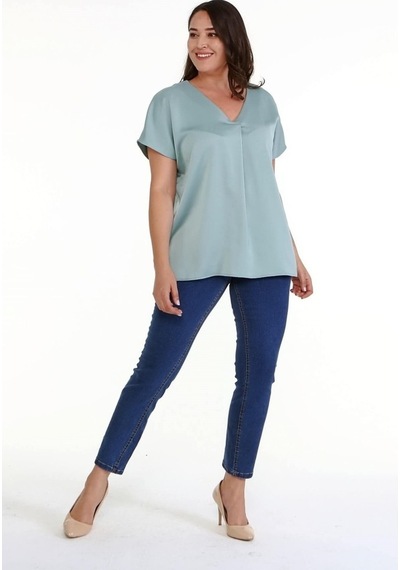 Myline Kadın V Yaka Saten Bluz (514832209)