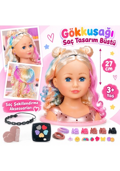 839379 Gökkuşağı Saç Tasarım Seti Pembe