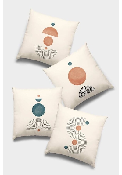 Krem Modern Çift Taraflı 4'lü Set Kırlent Kılıfı 4kr028n11