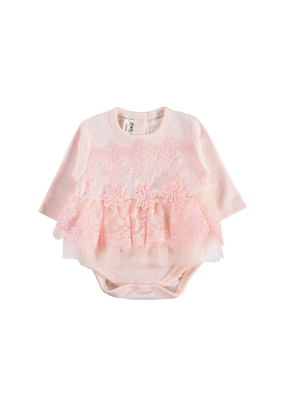 Civil Baby Fırfır Tüllü 3-12 Ay Çıtçıtlı Badi - Pudra SOMON