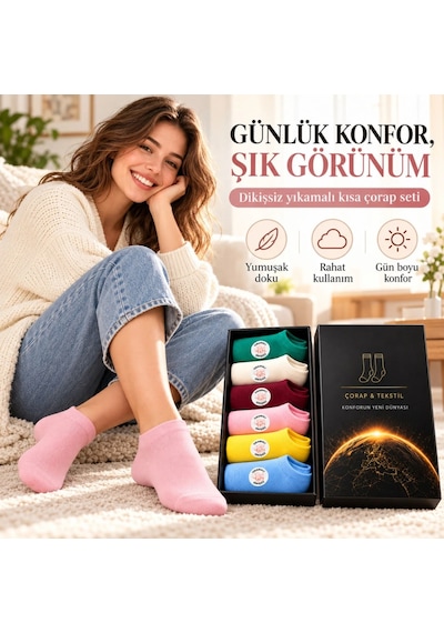 Ren.ga.renk Kadın Dikişsiz Patik Çorap 6'lı Kutulu Seti Renkli Yıkamalı Günlük Sneaker Çorabı Hediyelik Paketi Renk: Çok Renkli Beden: 36-40 Adet: 6 Rengaren Ren.ga.renk Kadın Dikişsiz Patik Çorap 6'lı Kutulu Seti Renkli Yıkamalı Günlük Sneaker Çorabı Hediyelik Paketi Renk: Çok Renkli Beden: 36-40 Adet: 6 Rengaren