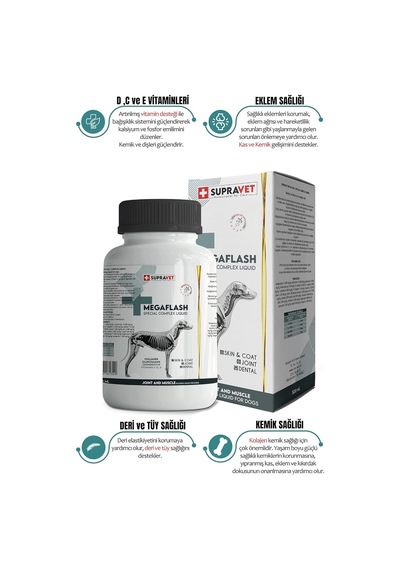 Supravet Köpekler İçin Eklem Ve Kas Geliştirici Likit Megaflash +xxl 500 Ml Special Complex Liquid