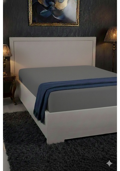 %100 Pamuk Ranforce Premium King Size Lastikli Çarşaf - Koyu Gri Koyu Gri