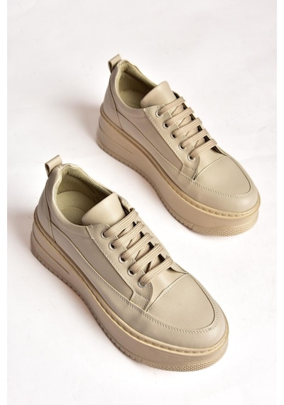 Fox Shoes P274117509 Bej Yüksek Tabanlı Kadın Spor Ayakkabı Sneakers Bej