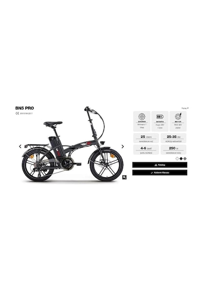 Rks Bn5 Pro 250 W Siyah Katlanabilir Elektrikli Bisiklet