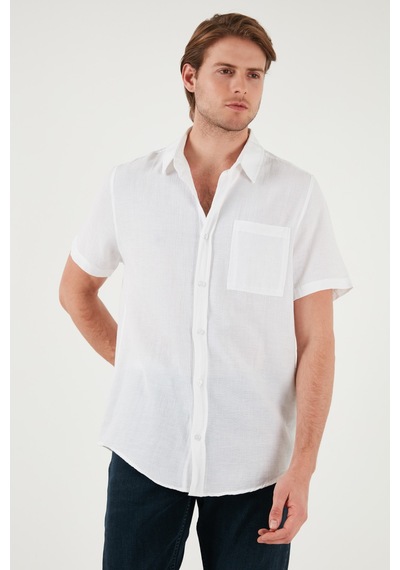 Buratti Pamuklu Regular Fit Tek Cepli Kısa Kol Erkek Gömlek Cf25S128230 Beyaz Buratti Pamuklu Regular Fit Tek Cepli Kısa Kol Erkek Gömlek Cf25S128230 Beyaz