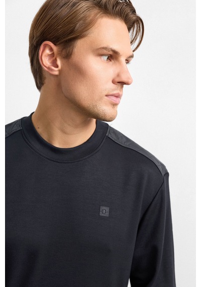 Backandbond Siyah Omuz Detaylı Bisiklet Yaka Sweatshirt