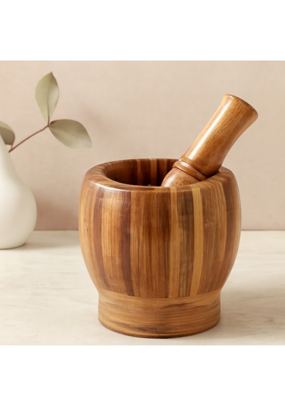 Ahşap Bambu Havan Sarımsak Dövecek 8 Cm Renkli
