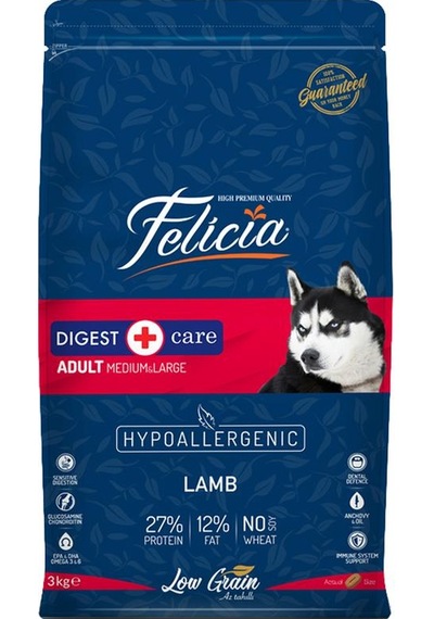Felicia Kuzulu Pirinçli Yetişkin Düşük Tahıllı Hipoalerjenik Köpek Maması 3 Kg