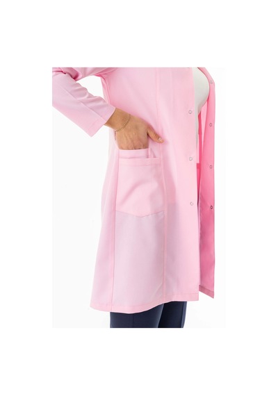 Spor Yaka Uzun Kol Kadın Personel Önlüğü Alpaka Kumaş Pembe Rnk111 Pembe