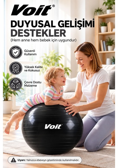 65 cm Pilates Topu Pompa Dahil Fitness ve Denge Egzersiz Topu Siyah