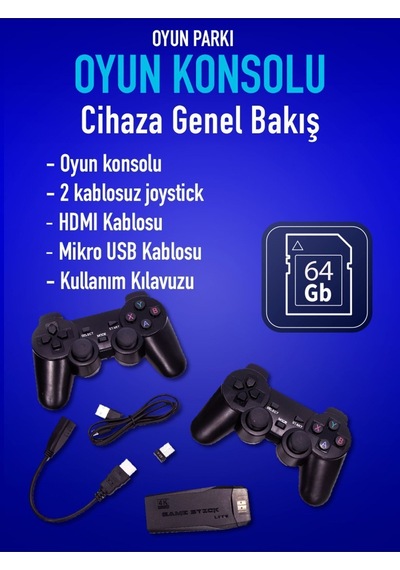 Oyun Konsolu 10000 Oyunlu Game Stick Lite 4k 64 Gb Oyun Kolu