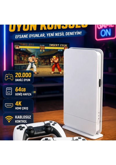 M15 Retro Oyun Konsolu 4k Hdmı Çıkışlı Kablosuz 2 Kollu 64gb 20.000 Oyunlu