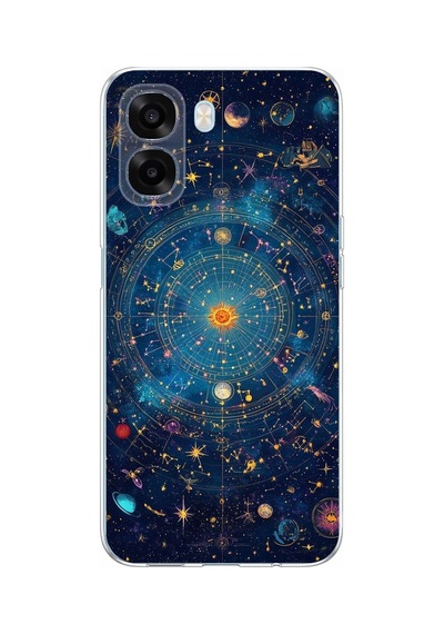 Oppo A6t - A6x Uyumlu Yıldız Atlası Kozmik Rehber Baskılı Silikon Kılıf Renkli